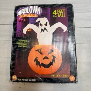 Halloween Gemmy 4 FT Lighted Ghost in Pumpkin Airblown Inflatable